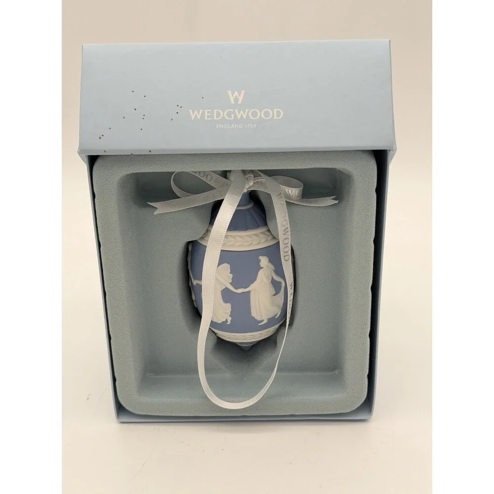 Wedgwood Jasperware Dancing Hours Blue/white Christmas Ornament Porcelain